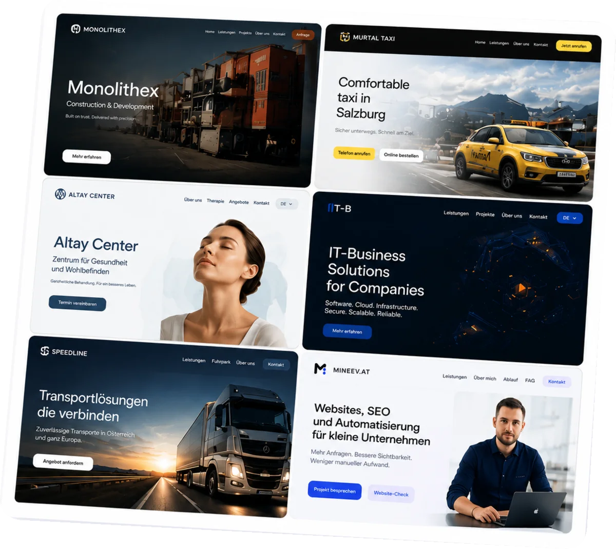 Auswahl realisierter Websites für Unternehmen aus verschiedenen Branchen
