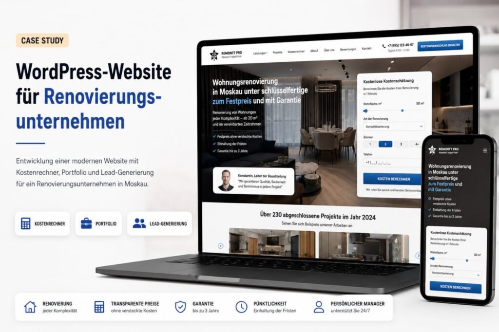 WordPress-Website für eine Firma im Bereich Schlüssel-Komplettsanierung