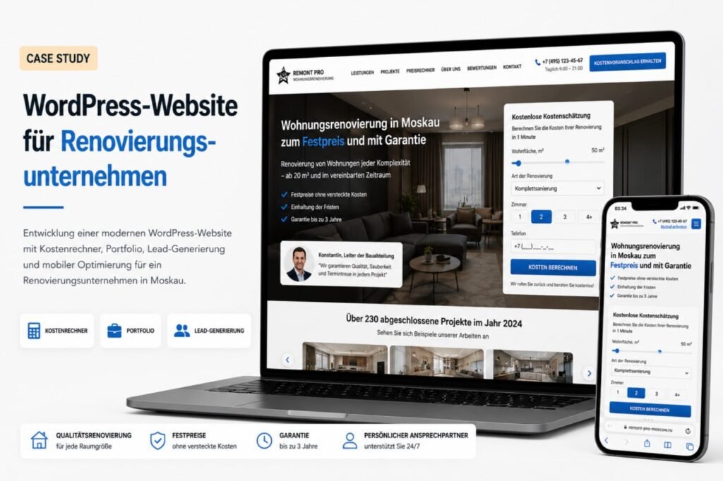Projektansicht 2: WordPress-Website für eine Firma im Bereich Schlüssel-Komplettsanierung