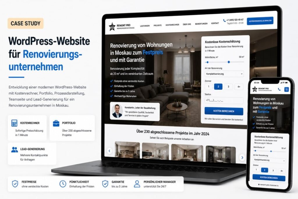 Projektansicht 3: WordPress-Website für eine Firma im Bereich Schlüssel-Komplettsanierung