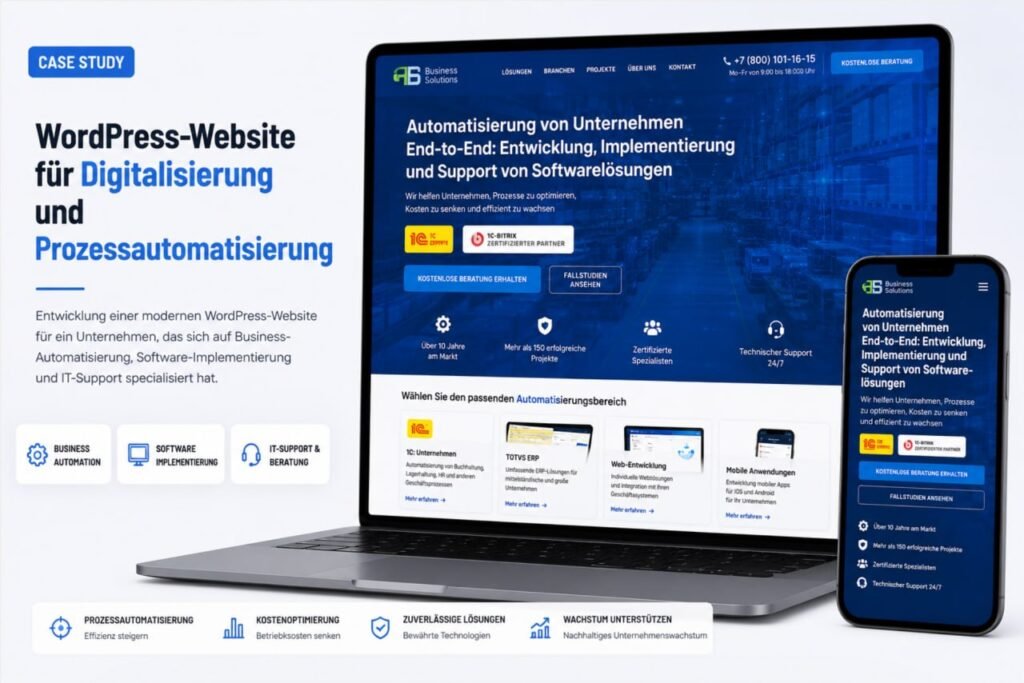 WordPress-Konzepterstellung für Corporate Website eines IT-Automatisierers
