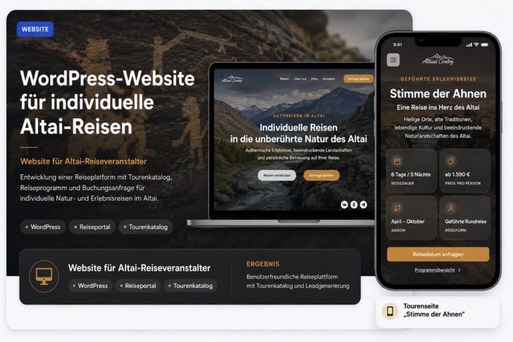 WordPress-Website für touristischen Reiseveranstalter in der Region Altai