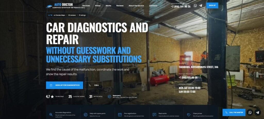 WordPress-Website für einen Autowerkstatt-Service