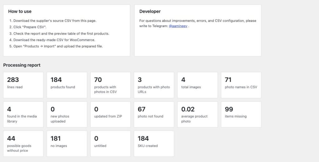 Projektansicht 2: WooCommerce-CSV-Vorbereitung mit eigenem WordPress-Plugin
